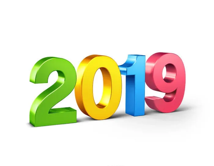 Framed Print : New Year 2019 colorful date number isolated on white - 3D illustration Framed Print : New Year 2019 colorful date number isolated on white - 3D illustration