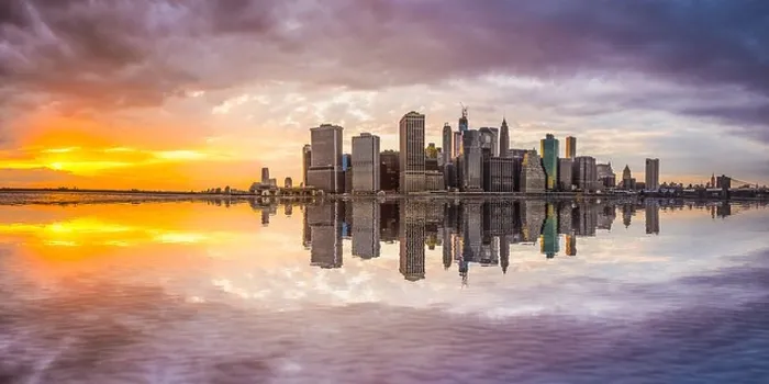 Framed Print : New York City Financial District in Lower Manhattan from across the East River Framed Print : New York City Financial District in Lower Manhattan from across the East River