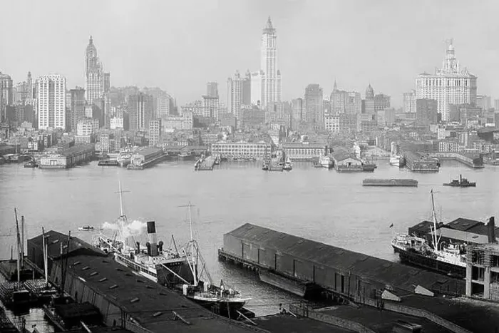 Framed Print : New York City skyline from Brooklyn, New York 1900 Framed Print : New York City skyline from Brooklyn, New York 1900