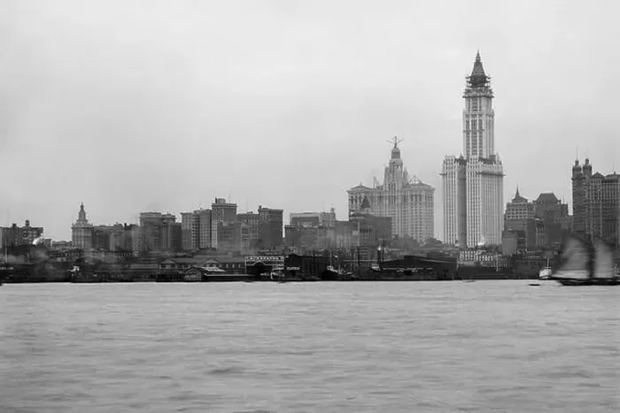 Framed Print : New York City skyline from New Jersey, New York 1900 Framed Print : New York City skyline from New Jersey, New York 1900
