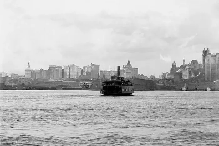 Framed Print : New York City skyline from New Jersey, New York 1900 Framed Print : New York City skyline from New Jersey, New York 1900