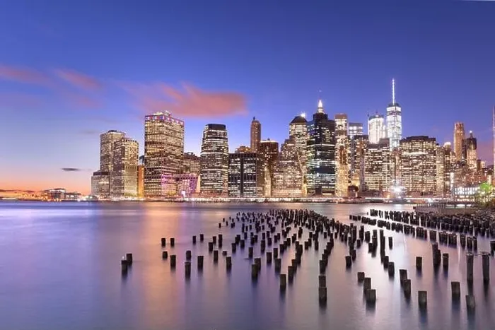Framed Print : New York City, USA city skyline on the East River at dusk Framed Print : New York City, USA city skyline on the East River at dusk