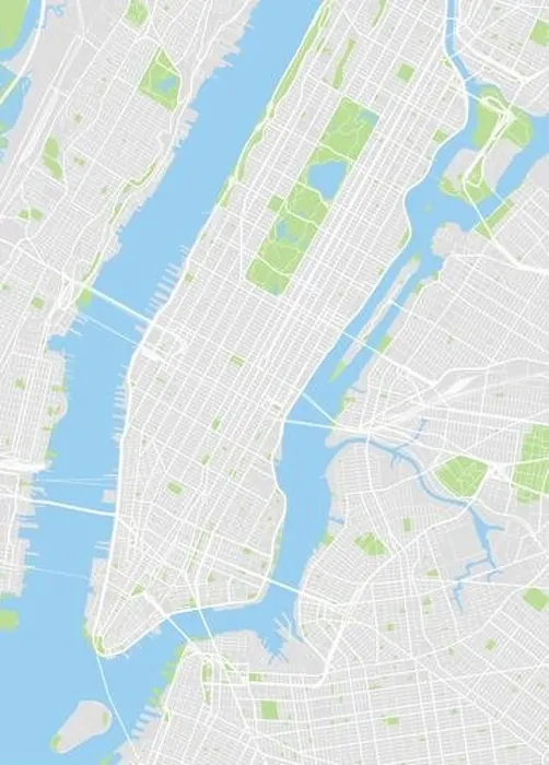 Framed Print : New York colored vector map detailed plan of the city, rivers and streets Framed Print : New York colored vector map detailed plan of the city, rivers and streets
