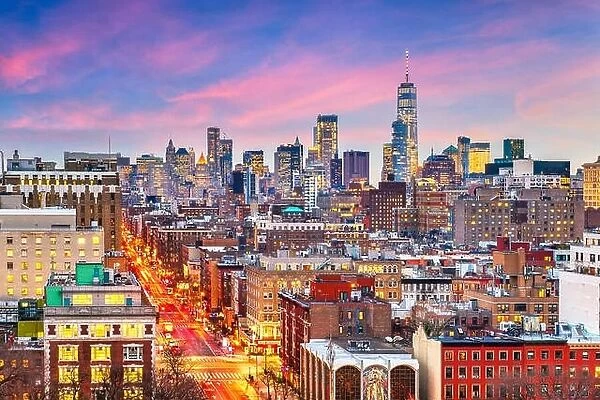 New York, New York cityscape at dusk over Manhattan