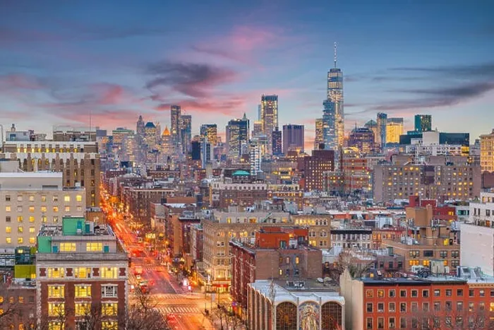 Framed Print : New York, New York, USA cityscape in Manhattan at twilight Framed Print : New York, New York, USA cityscape in Manhattan at twilight