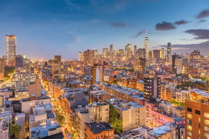 Framed Print : New York, New York, USA downtown city skyline at dusk Framed Print : New York, New York, USA downtown city skyline at dusk