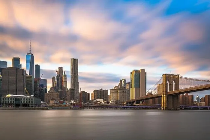 Framed Print : New York, New York, USA downtown Manhattan views on the East River at dusk Framed Print : New York, New York, USA downtown Manhattan views on the East River at dusk