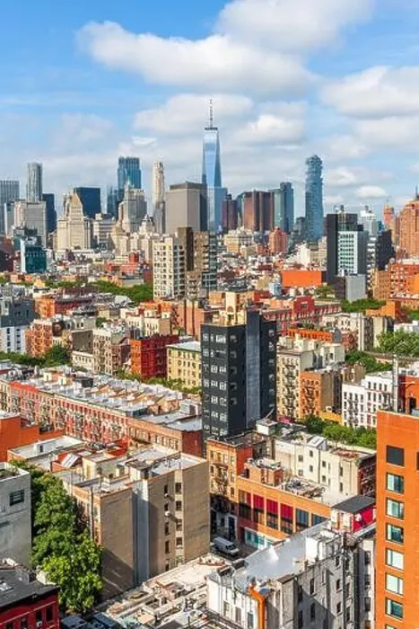 Framed Print : New York, New York, USA Lower Manhattan city skyline rooftop view from the Lower East in the afternoon