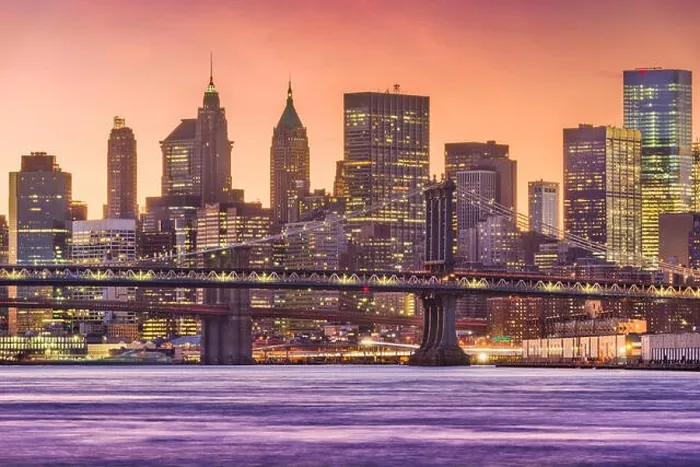 Framed Print : New York, New York, USA lower Manhattan Financial District skyline at dusk on the East River Framed Print : New York, New York, USA lower Manhattan Financial District skyline at dusk on the East River