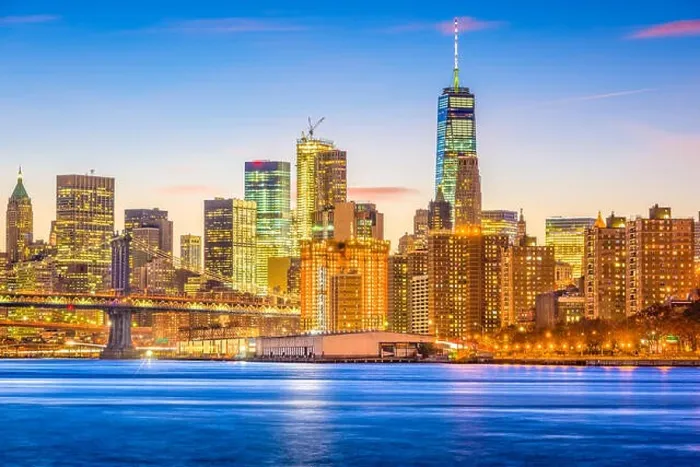 Framed Print : New York, New York, USA lower Manhattan Financial District skyline at dusk on the East River Framed Print : New York, New York, USA lower Manhattan Financial District skyline at dusk on the East River