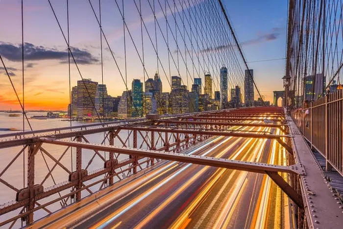 Framed Print : New York, New York, USA Lower Manhattan skyline after sunset from the Brooklyn Bridge Framed Print : New York, New York, USA Lower Manhattan skyline after sunset from the Brooklyn Bridge