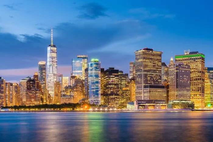Framed Print : New York, New York, USA skyline on the bay at twilight Framed Print : New York, New York, USA skyline on the bay at twilight