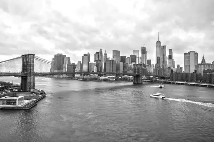 Framed Print : New York Skyline from Manhattan Bridge Black and White Framed Print : New York Skyline from Manhattan Bridge Black and White