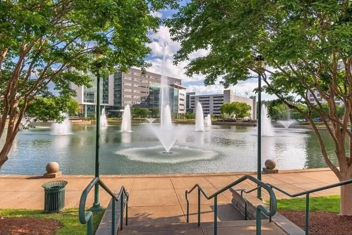 Framed Print : Newport News, Virginia, USA city center and fountains Framed Print : Newport News, Virginia, USA city center and fountains