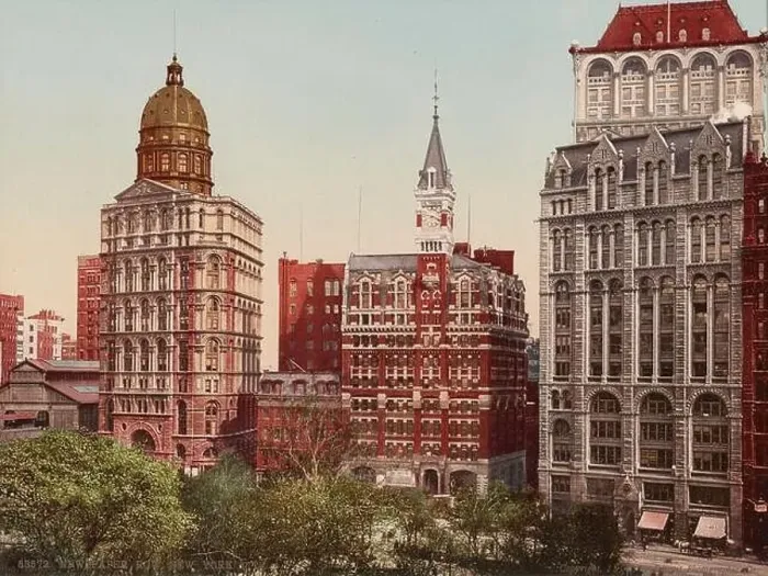 Framed Print : Newspaper Row, Park Row, Manhattan, New York City 1900