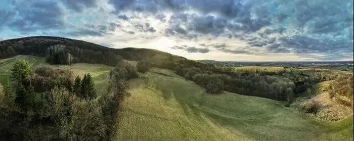 Framed Print : nice aerial drone image of the Vienna Woods in January in the afternoon Framed Print : nice aerial drone image of the Vienna Woods in January in the afternoon