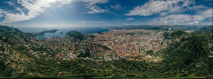 Framed Print : Nice city in the south of France on the azure coast drone Air 360 vr virtual reality drone panorama Framed Print : Nice city in the south of France on the azure coast drone Air 360 vr virtual reality drone panorama