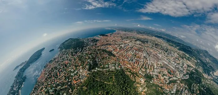 Framed Print : Nice city in the south of France on the azure coast drone Air 360 vr virtual reality drone panorama Framed Print : Nice city in the south of France on the azure coast drone Air 360 vr virtual reality drone panorama