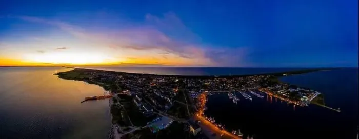 Framed Print : Night Beautiful Panorama color sky, sunset by the Baltic Sea, Jastarnia, Poland. Aerial View Framed Print : Night Beautiful Panorama color sky, sunset by the Baltic Sea, Jastarnia, Poland. Aerial View
