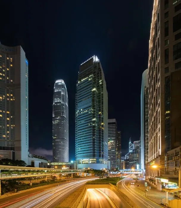 Framed Print : Night busy traffic in Hong Kong downtown city. Asia Framed Print : Night busy traffic in Hong Kong downtown city. Asia