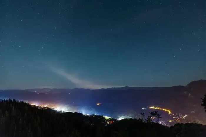 Framed Print : Night intermountain city of Smolyan with bright evening electric lights under a clear sky with bright small stars Framed Print : Night intermountain city of Smolyan with bright evening electric lights under a clear sky with bright small stars