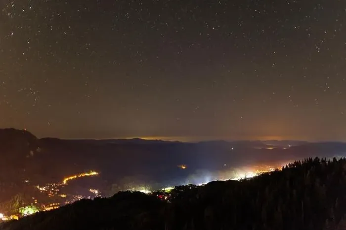 Framed Print : Night intermountain city of Smolyan with bright evening electric lights under a clear sky with bright small stars Framed Print : Night intermountain city of Smolyan with bright evening electric lights under a clear sky with bright small stars