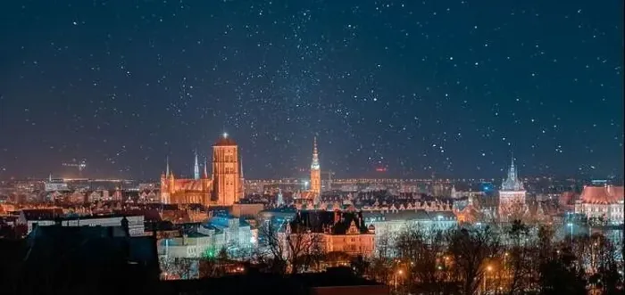 Framed Print : night panorama of Gdansk Framed Print : night panorama of Gdansk