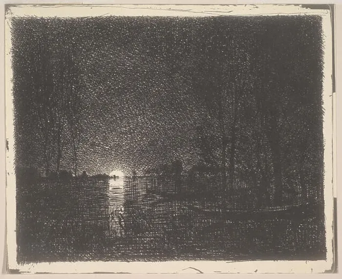 Framed Print : Night Time, Charles-François Daubigny, 1862 reprinted 1921 Framed Print : Night Time, Charles-François Daubigny, 1862 reprinted 1921