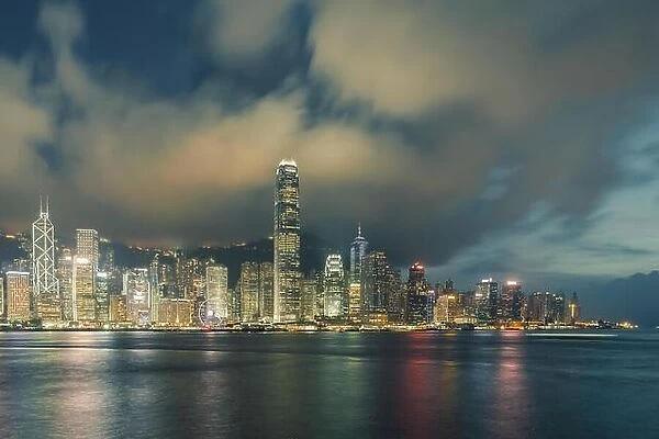 Night view of Victoria Harbour in Hong Kong