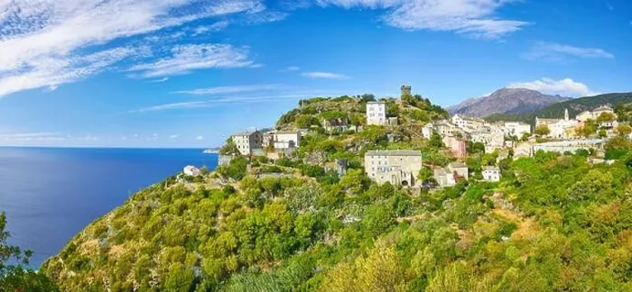 Framed Print : Nonza, small mountain village, Cap Corse, Corsica Island, France