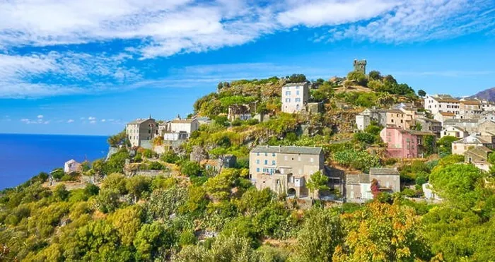 Framed Print : Nonza, small mountain village, Cap Corse, Corsica Island, France Framed Print : Nonza, small mountain village, Cap Corse, Corsica Island, France