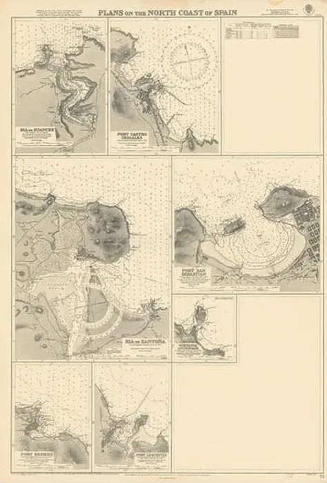Framed Print : North Spain harbours. Santoña San Sebastian ADMIRALTY sea chart 1932 (1951) map Framed Print : North Spain harbours. Santoña San Sebastian ADMIRALTY sea chart 1932 (1951) map