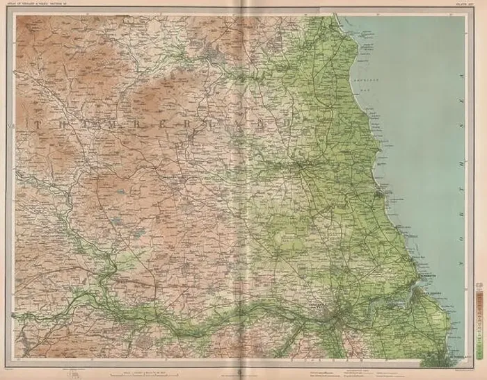 Framed Print : NORTHUMBERLAND. Newcastle-upon-Tyne Morpeth Sunderland Hexham. LARGE, 1903 map
