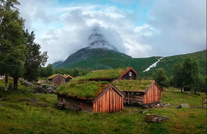 Framed Print : Norwegian grass roof old house Framed Print : Norwegian grass roof old house