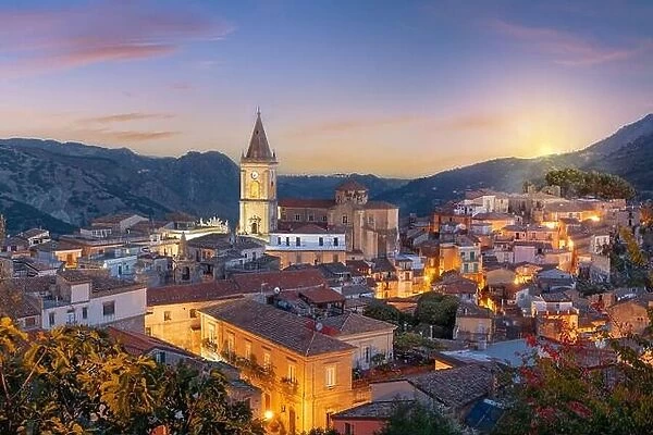 Novara di Sicilia, Italy village on the island of Sicily at dawn
