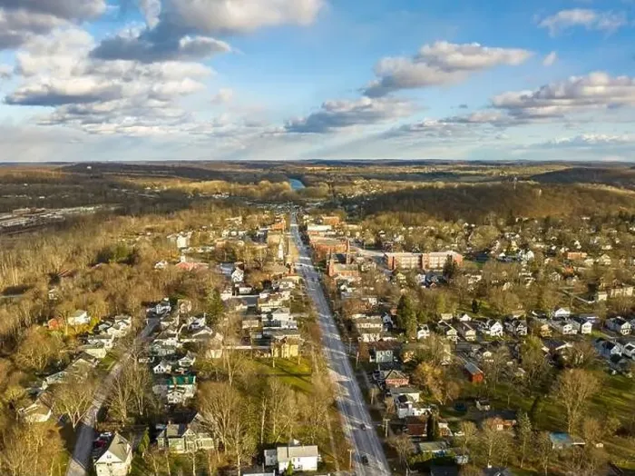 Framed Print : November 20, 2022 Afternoon fall, autumn aerial drone video over the Village of Palmyra New York, USA Framed Print : November 20, 2022 Afternoon fall, autumn aerial drone video over the Village of Palmyra New York, USA