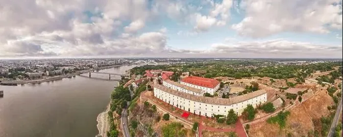 Framed Print : Novi Sad, Petrovaradin Fortress and Danube river, aerial panoramic view during sunset in summer Framed Print : Novi Sad, Petrovaradin Fortress and Danube river, aerial panoramic view during sunset in summer