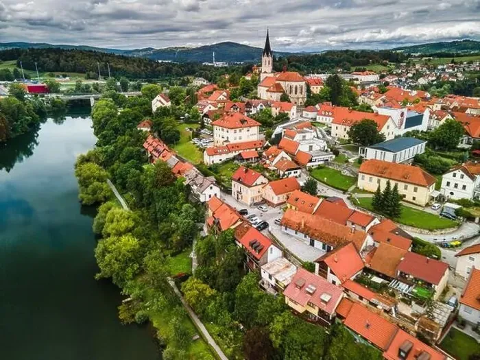 Framed Print : Novo Mesto Cityscape at Bend of the Krka River in Slovenia Lower Carniola Region. Aerial Drone View Framed Print : Novo Mesto Cityscape at Bend of the Krka River in Slovenia Lower Carniola Region. Aerial Drone View