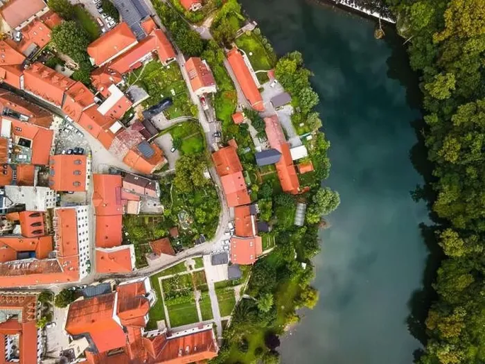 Framed Print : Novo Mesto Cityscape at Bend of the Krka River in Slovenia Lower Carniola Region. Aerial Drone View Framed Print : Novo Mesto Cityscape at Bend of the Krka River in Slovenia Lower Carniola Region. Aerial Drone View