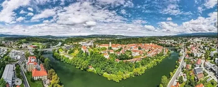 Framed Print : Novo Mesto Cityscape at Bend of the Krka River in Slovenia Lower Carniola Region. Aerial Drone View Framed Print : Novo Mesto Cityscape at Bend of the Krka River in Slovenia Lower Carniola Region. Aerial Drone View