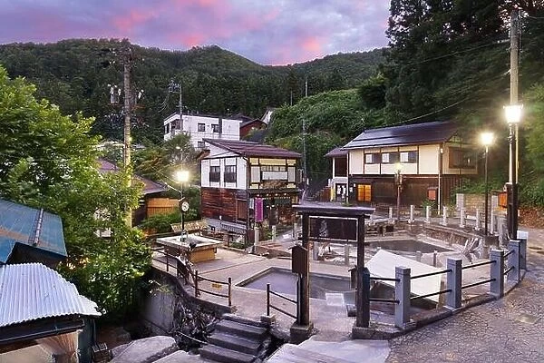 Nozawa Onsen, Japan at dawn with Ogama baths