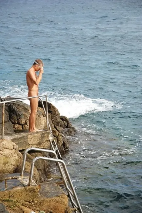 Framed Print : Nudist man about to swim in the sea. Charco del Palo. Lanzarote island. Canary Islands. Spain Framed Print : Nudist man about to swim in the sea. Charco del Palo. Lanzarote island. Canary Islands. Spain