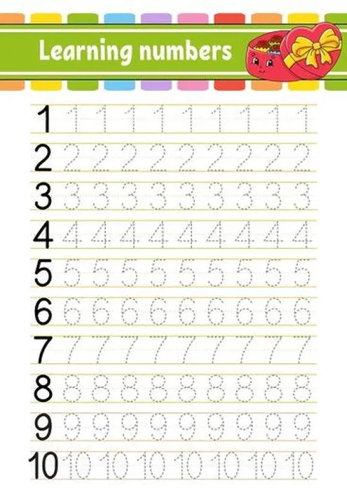 Framed Print : Number 1-10. Trace and write. Handwriting practice Framed Print : Number 1-10. Trace and write. Handwriting practice