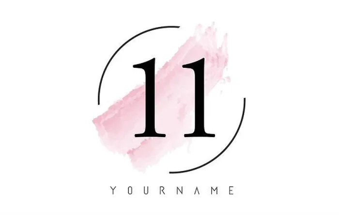 Framed Print : Number 11 Watercolor Stroke Logo with Circular Shape and Pastel Pink Brush Vector Design Framed Print : Number 11 Watercolor Stroke Logo with Circular Shape and Pastel Pink Brush Vector Design