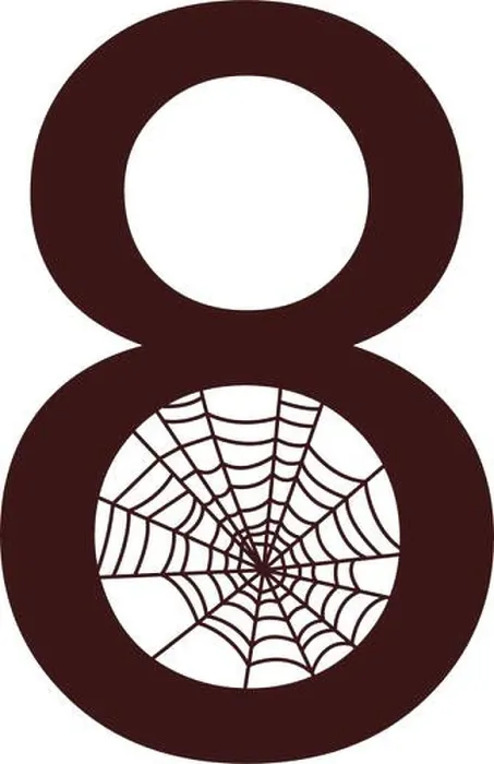 Framed Print : Number 8 with spider web icon design template vector illustration