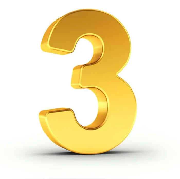Framed Print : The number three as a polished golden object Framed Print : The number three as a polished golden object