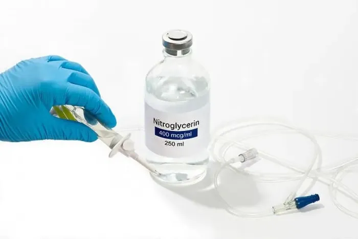 Framed Print : Nurse prepares IV solution of nitroglycerin for infusion