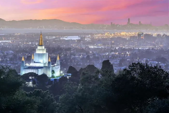 Framed Print : Oakland Temple and City from Oakland Hills