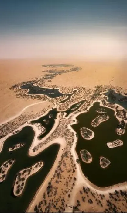 Framed Print : Oasis Lakes in the desert near Dubai, UAE taken in May 2022 Framed Print : Oasis Lakes in the desert near Dubai, UAE taken in May 2022