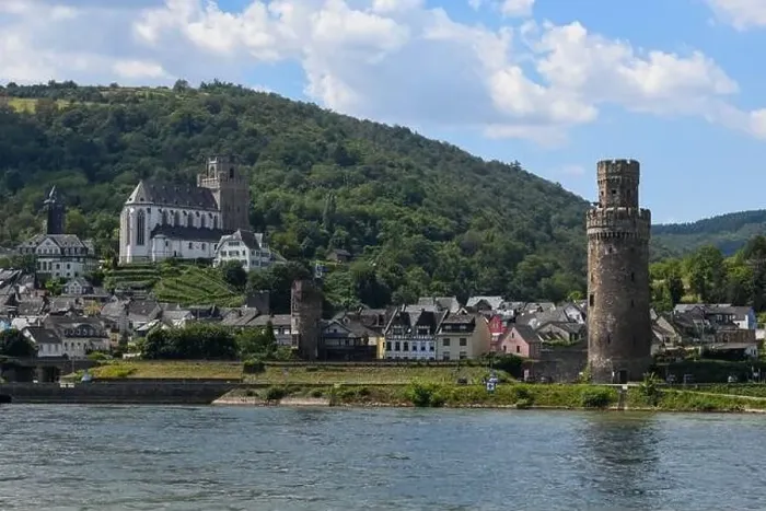 Framed Print : Oberwesel, Germany - 20 July 2024: drone view at the village of Oberwesel on Germany Framed Print : Oberwesel, Germany - 20 July 2024: drone view at the village of Oberwesel on Germany